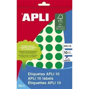 Etiketten, kreisförmig, grün, Durchmesser 16 mm, für manuelle Beschriftung, 432 Stück/Packung, APLI